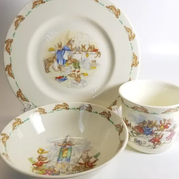 Bunnykins Children’s 3-Pcs Dish Set Bone China Royal Doulton England Collectable - Picture 13 of 16